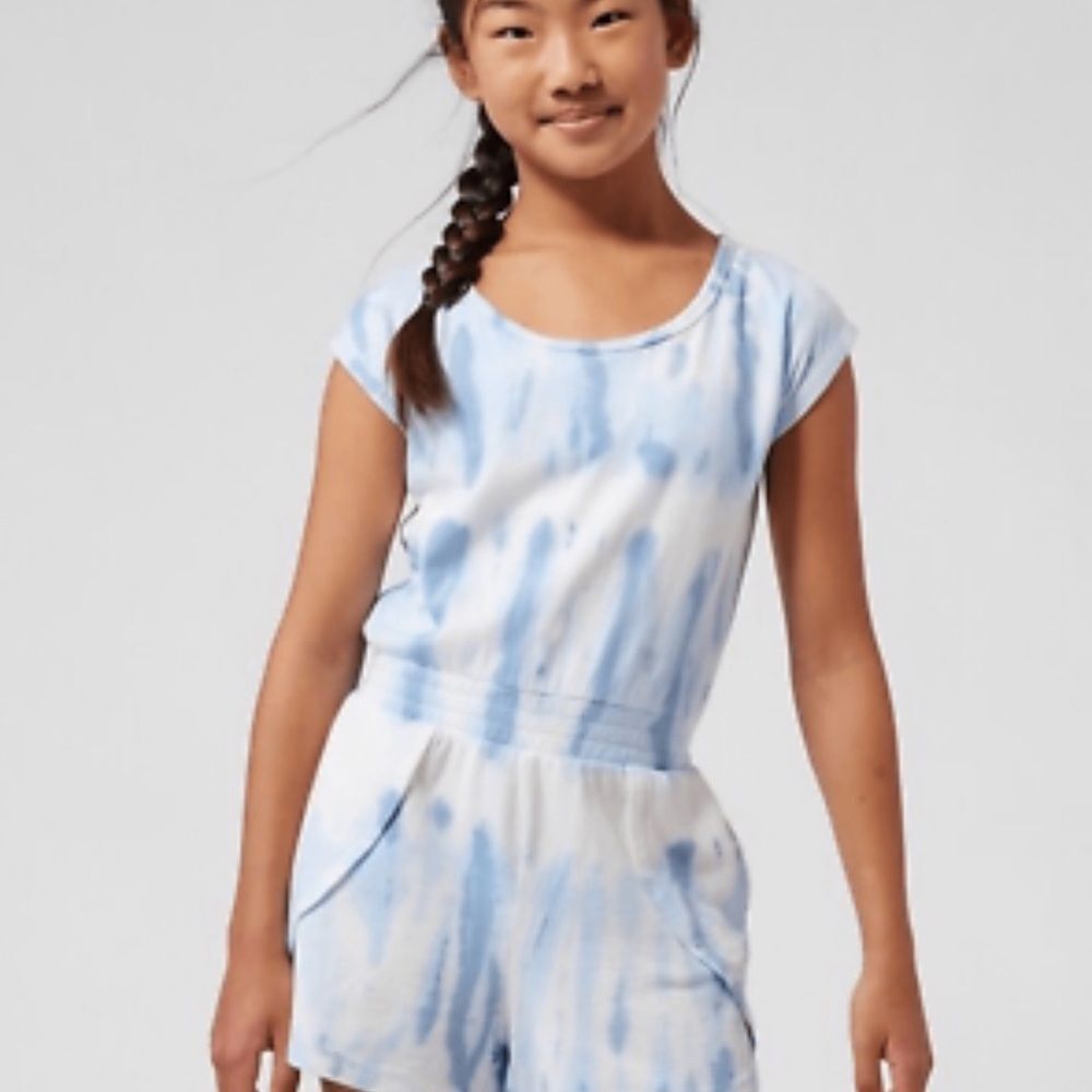 Athleta Girl Tye Die Blue Shorts Tank Romper Size Large Youth 12